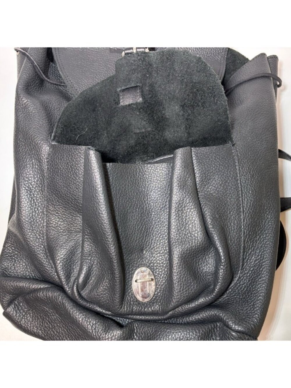 Rolling Stones Roots Leather Backpack Black Pebbled Rock Band Travel Bag - Picture 6 of 10